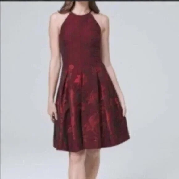 NWOT White House Black Market Floral-Jacquard Fit-And-Flare Dress - Picture 2 of 5